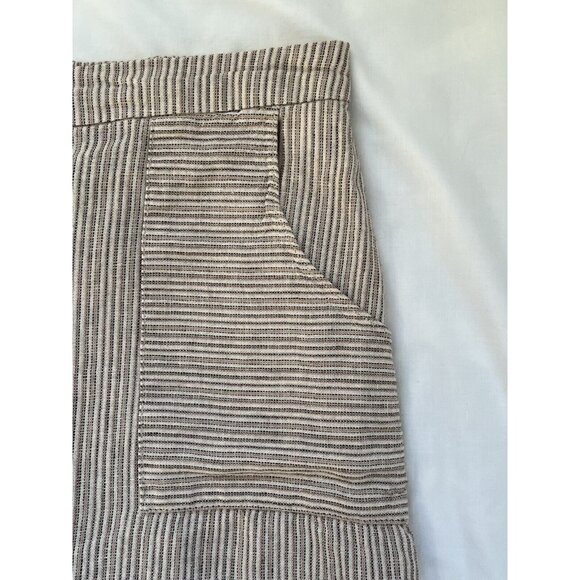 Maurices Midi‎ Skirt Women XL Striped Linen Modest Elastic Waist Button-Front - Picture 3 of 8
